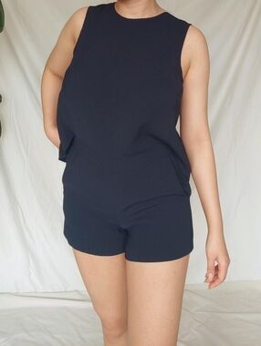 Club Monaco Dark Blue Warp Style Summer Romper